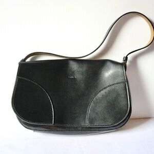 Vintage Emilie M Black Vegan Faux Leather Shoulder Bag Purse Fall